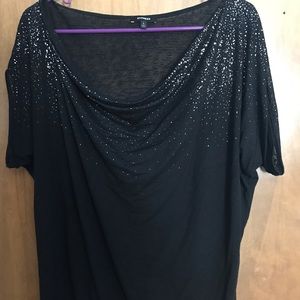 Sparkly, slouchy black top
